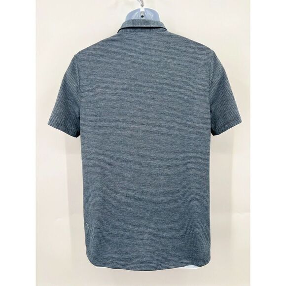 Lululemon Evolution Polo Men's Small Shade Stripe Indochine Blue Heathered Black - Picture 8 of 12
